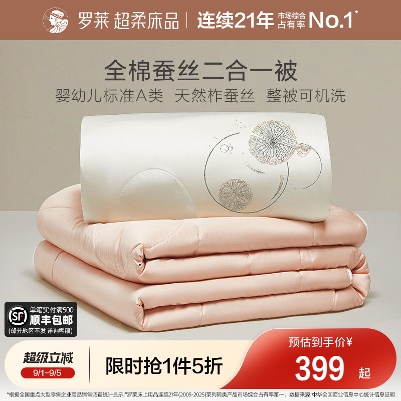 罗莱家纺全棉100蚕丝二合一被子图片