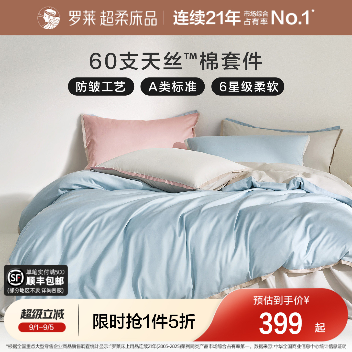 罗莱60支兰精天丝棉凉感套件图片
