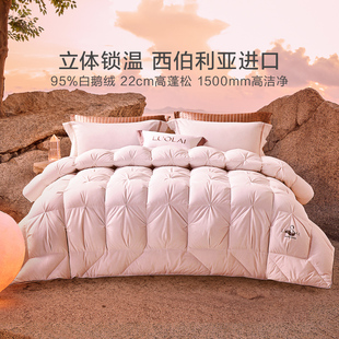 罗莱西伯利亚进口95白鹅绒冬被亲肤加厚保暖鹅绒被子 清仓 断码