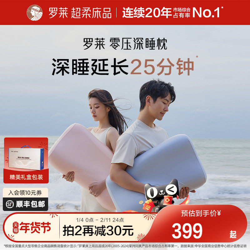 罗莱家纺零压深睡枕记忆棉枕头护颈抗菌学生成人新年送礼男女对枕