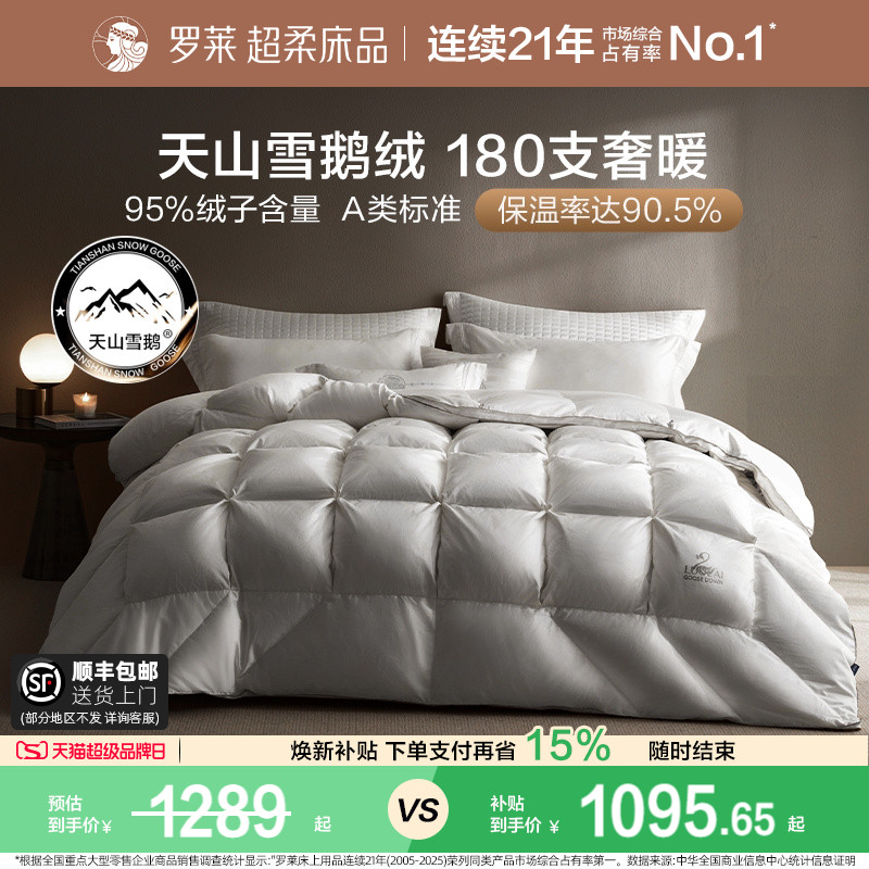 罗莱全棉A类95白鹅绒被子图片