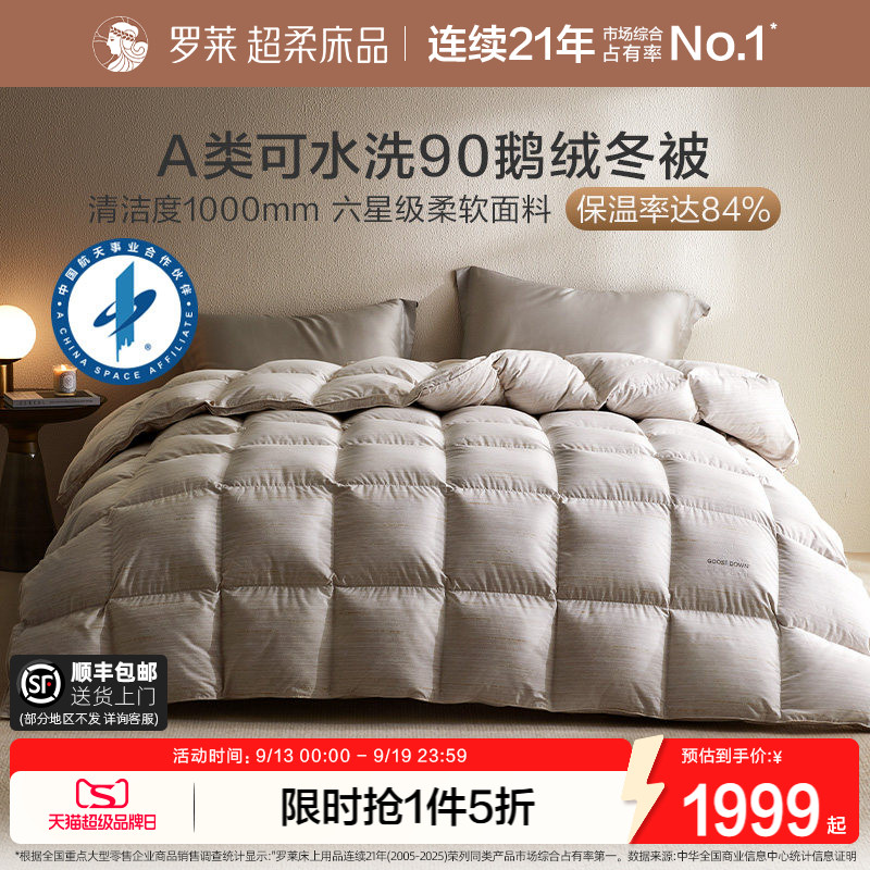 罗莱新品鹅绒被A类阻螨可水洗图片
