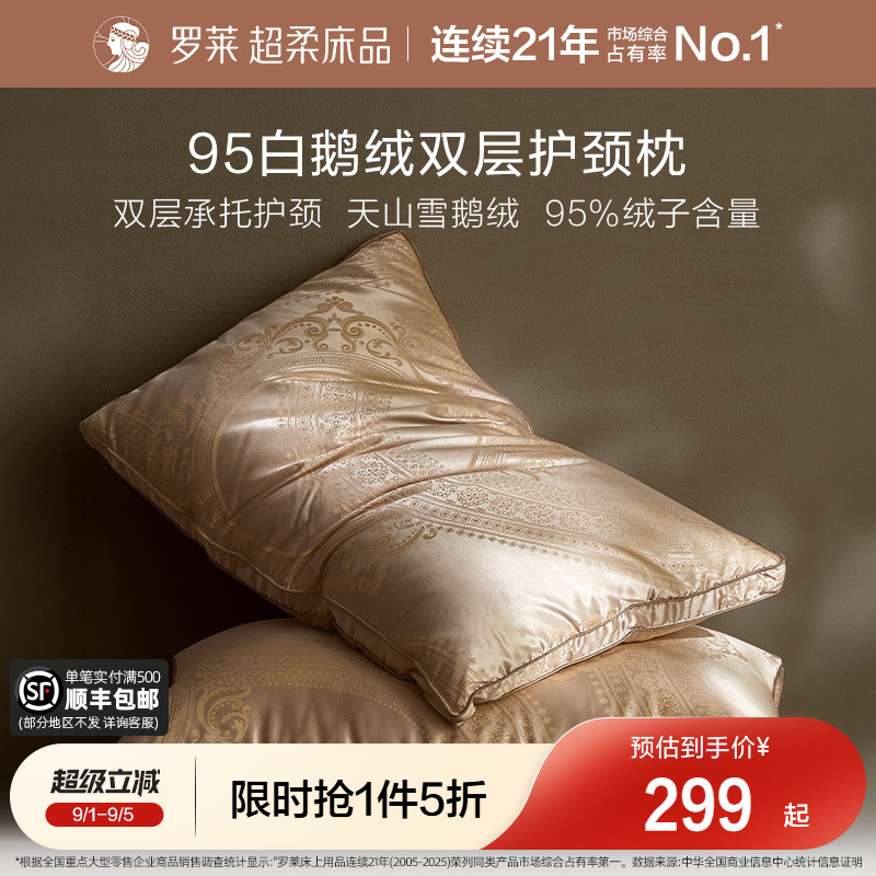 罗莱95白鹅绒纤维枕头芯26新品图片