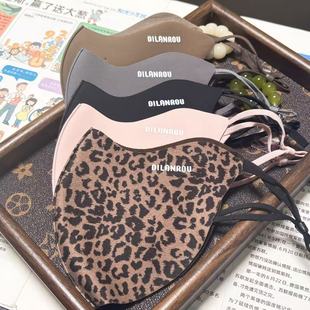 迪兰柔豹纹保暖口罩女冬天防风防寒女高颜值2025新款 骑行显脸小潮