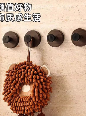 胡桃木纹吸盘中古挂钩家用真空免打孔挂衣钩厨房卫生间玄关承重强