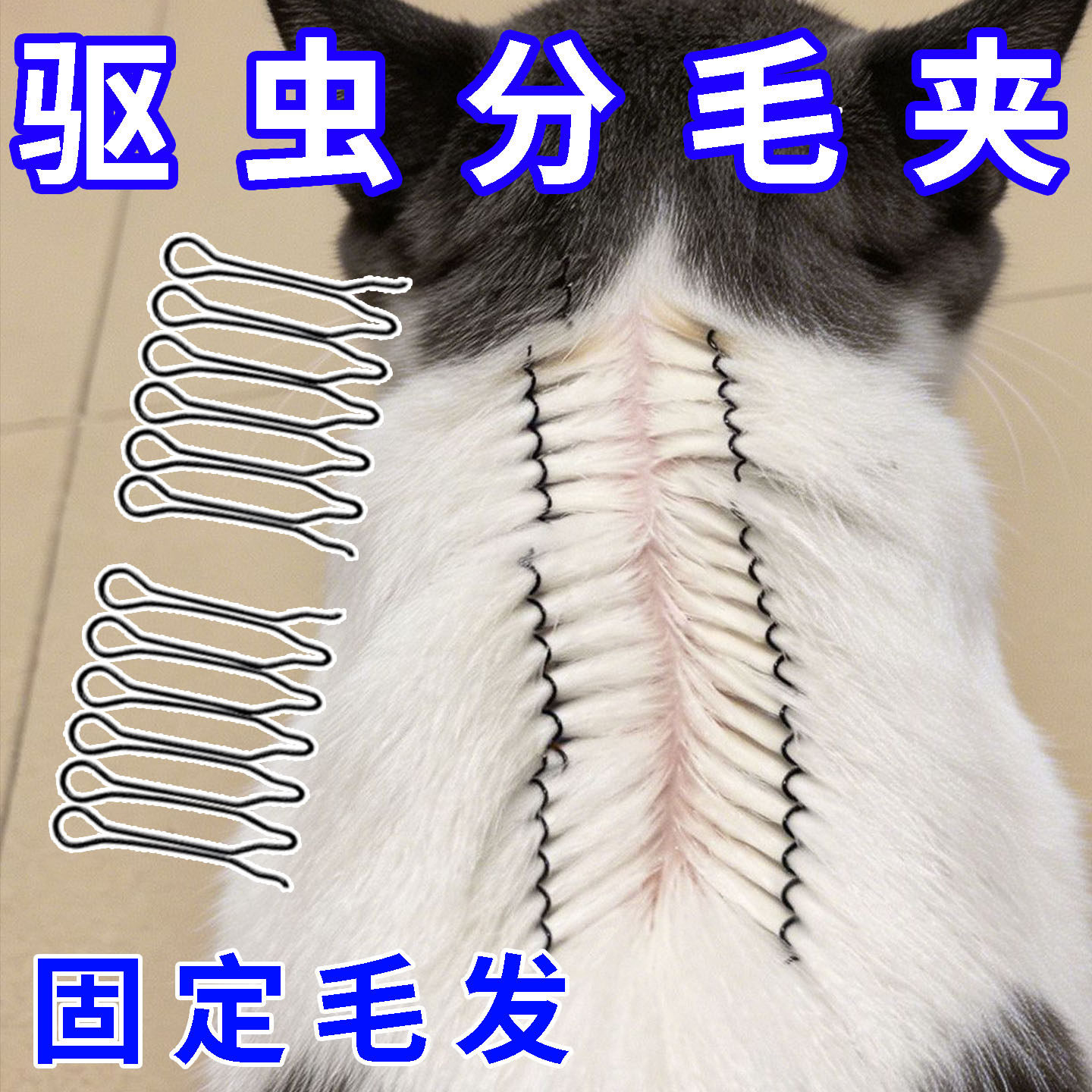 猫咪驱虫分毛夹固定毛发