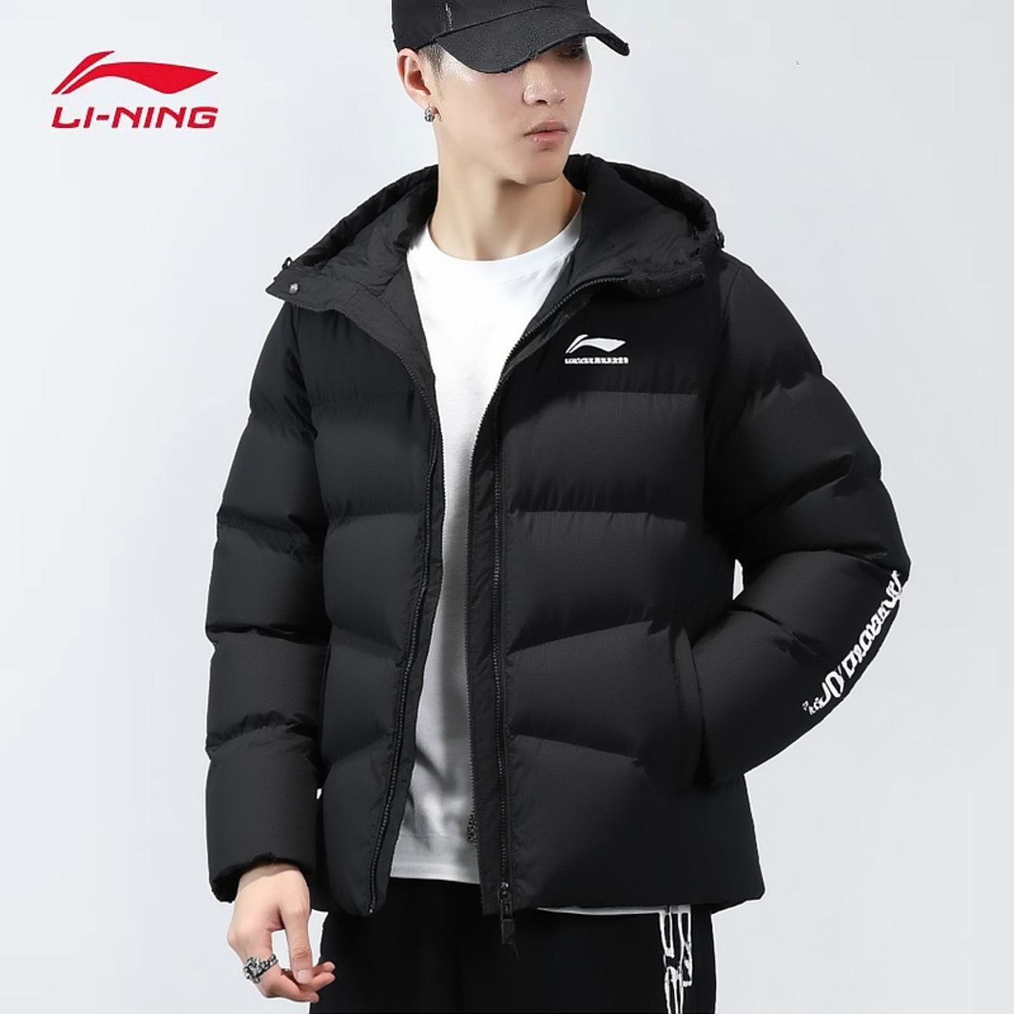 李宁棉服2025冬季新款CBA篮球系列加厚保暖宽松连帽运动外套男款