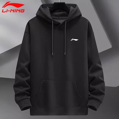 李宁连帽卫衣男士秋冬季新款青少年加绒加厚帽衫保暖长袖运动外套