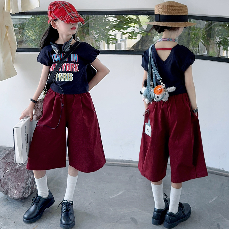 短裤女童酷飒爵士舞夏装2025新款爆款休闲夏季短袖装时尚炸街走秀