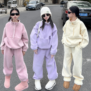 女童卫衣街舞冬加绒套装2026新款韩版中大童时尚加厚爵士走秀服