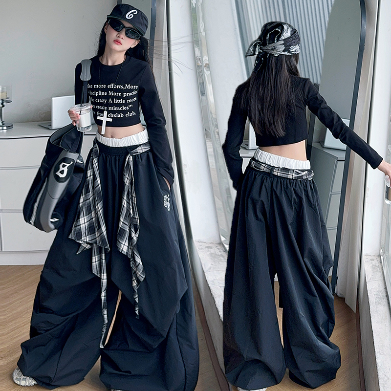 儿童街舞潮牌童装丝巾腰带工装裤