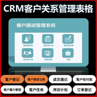 客户管理表格CRM客户跟进拜访销售订单分析EXCEL表定制设计文件素