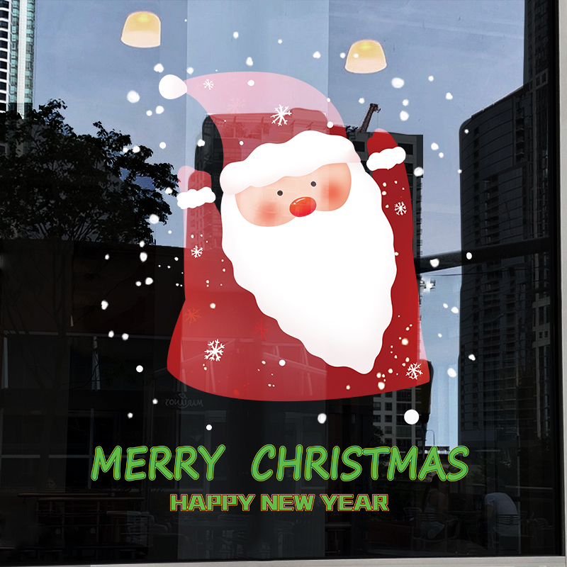 ins圣诞老人雪花窗花贴圣诞节