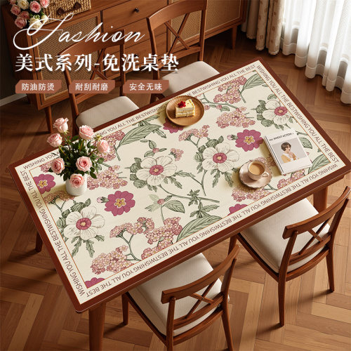 美式轻奢高级感餐桌垫防水防油防烫pvc复古免洗茶几桌面保护垫子