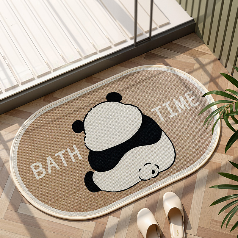 卡通仿亚麻浴室地垫吸水速干卫生间门口防滑脚垫厕所家用地毯门垫