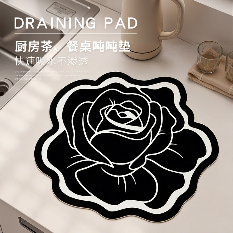 厨房台面沥水垫硅藻泥吸水垫餐具碗盘餐垫灶台洗碗池桌面隔水垫子,居家布艺,厨房地垫,淘宝优惠券,粉丝福利购,淘宝优惠卷
