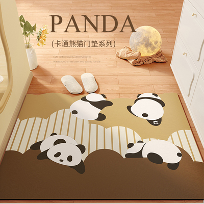 熊猫卡通入户门地垫耐脏防滑免洗门垫pvc皮革家用玄关门外脚垫子