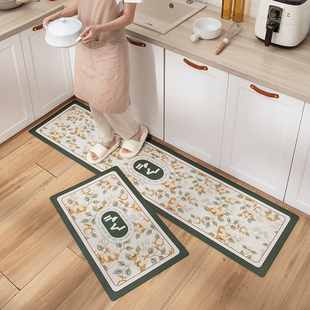 法式 厨房地垫防水防油可擦免洗pvc皮革长条专用防滑防污耐脏脚垫