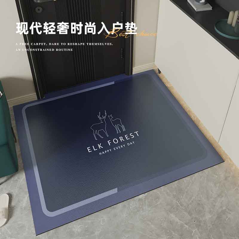 现代简约入户门地垫pvc可擦免洗皮革家用防滑耐脏进门口脚垫裁剪