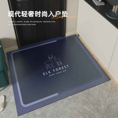 现代简约入户门地垫pvc可擦免洗皮革家用防滑耐脏进门口脚垫裁剪