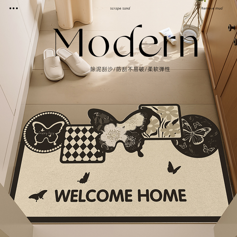 入户门地垫门口进门脚垫高级感家用丝圈蹭土耐脏玄关门外防滑地毯