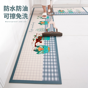 可擦免洗懒人厨房地垫长条防滑防油耐脏家用pvc厨房脚垫专用地毯