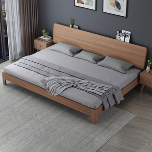现代简约2米双人床实木床二胎家庭亲子床加大三四人2.4米床加宽床