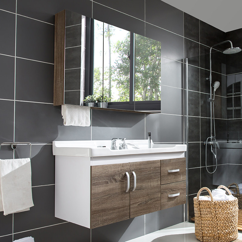 克丽菲儿现代实木免漆浴室柜洗漱台卫浴柜洗脸盆洗手台盆组合1121