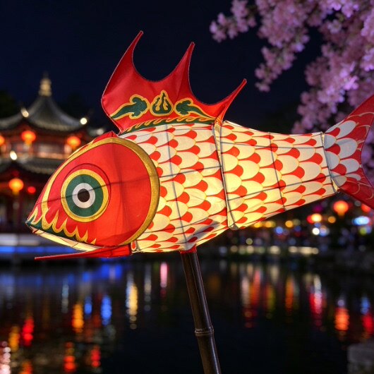 夜游打卡鱼灯户外手工鱼花灯景区巡游非遗发光鱼灯笼表演道具