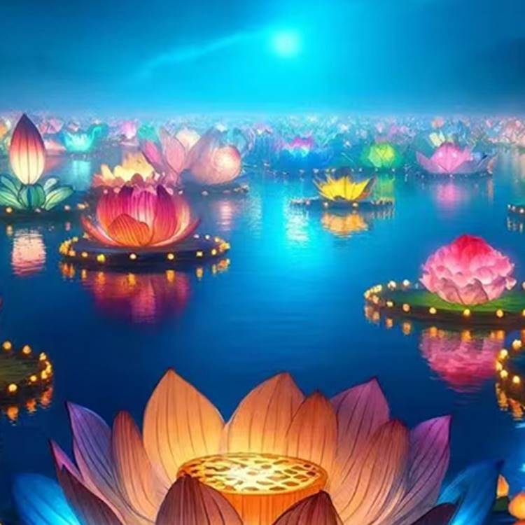 电动发光灯会舞台表演道具店面定制灯笼手工花灯莲花荷花开合