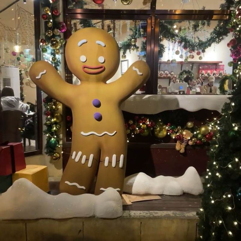 圣诞树户外防水店门口美陈圣诞节泡沫雕塑硬化姜饼人装饰景观摆件