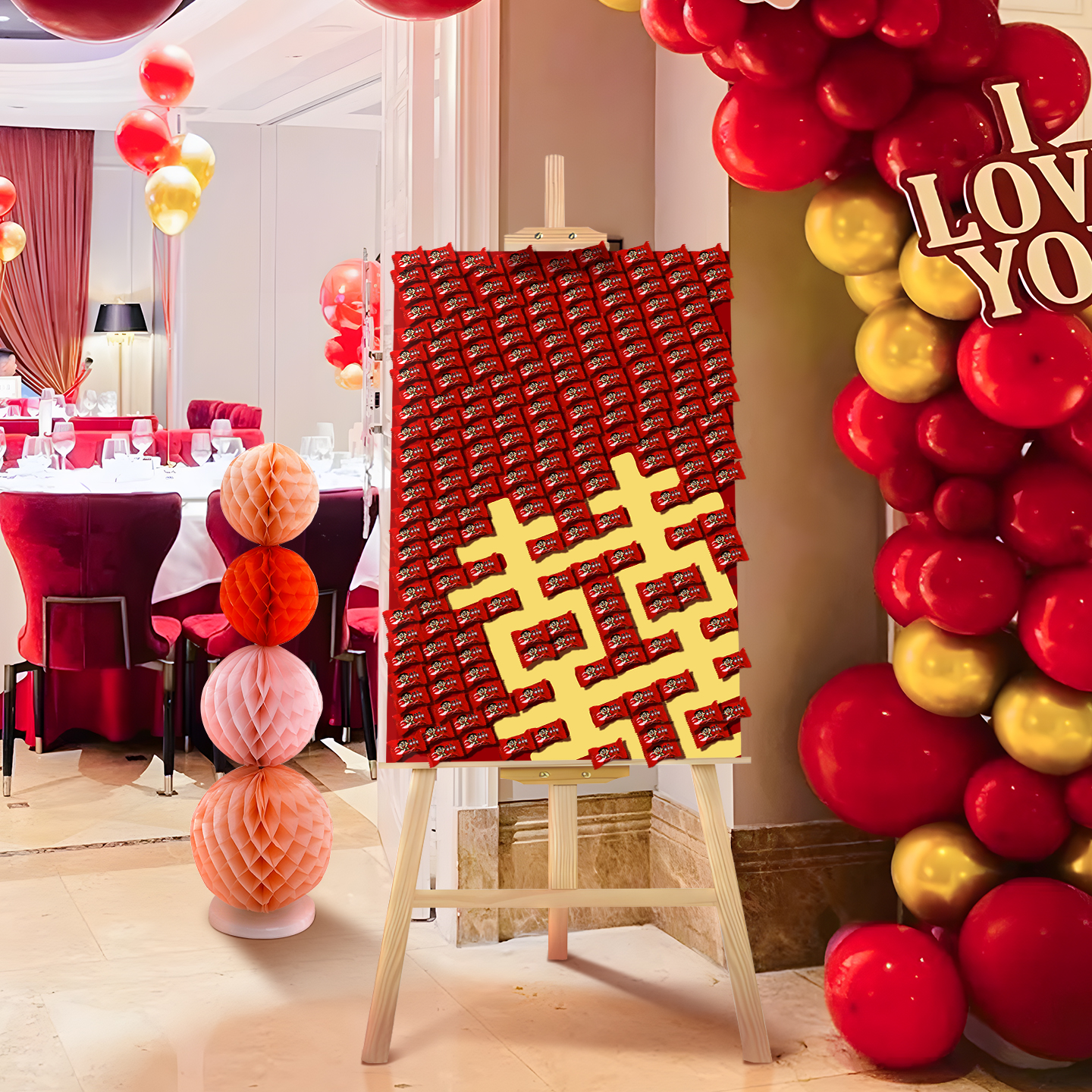 订婚迎宾牌布置装饰新中式结婚宴婚礼糖果指示牌用品门口kt板定制