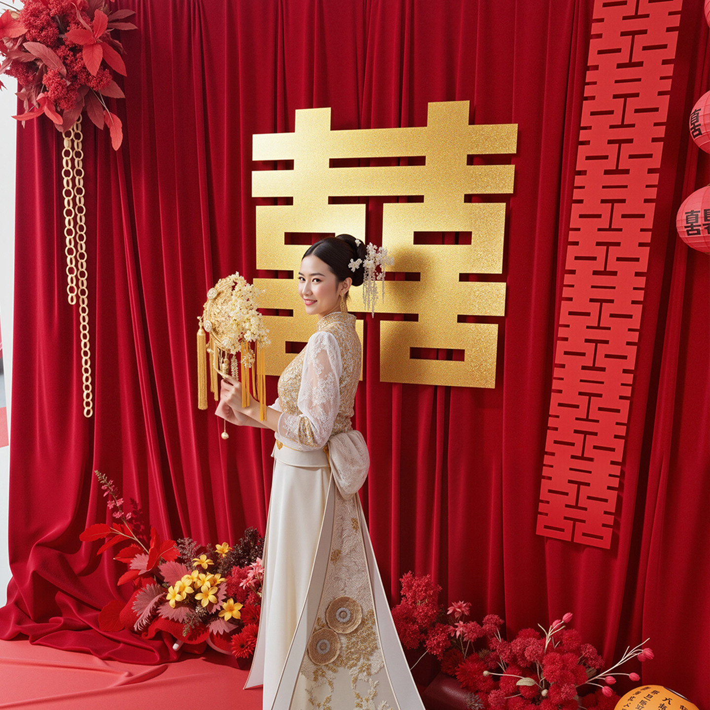 晨袍背景布置美纹纸胶带墙面无痕装饰婚房拍照仿真花农村庭院婚礼,节庆用品/礼品,婚房装扮用品,淘宝优惠券,粉丝福利购,淘宝优惠卷