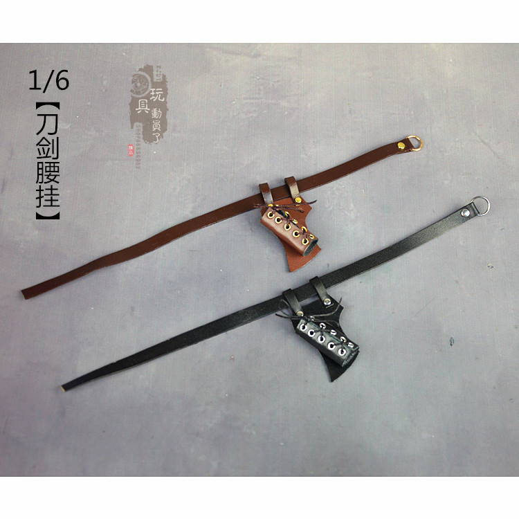 1/6中世纪真皮腰带刀剑挂腰部刀剑固定装置12寸兵人腰挂皮带剑袋图片