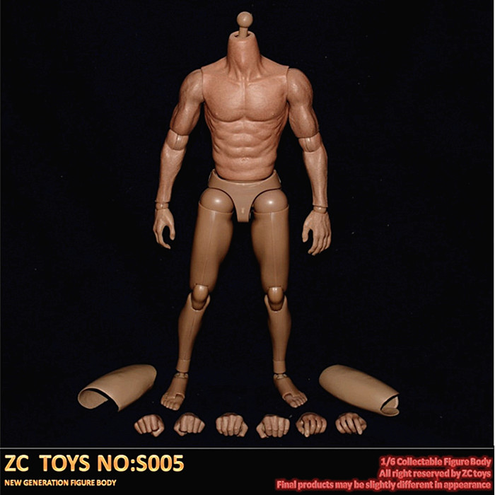 1/6兵人素体包胶肌肉素体zctoys素体s005窄肩男素体亚洲包胶素体