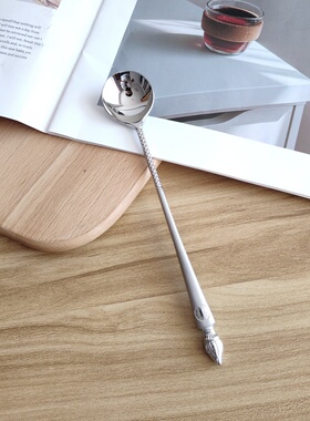 高奢【高逼格】 VE 18-10不锈钢长柄圆勺咖啡搅拌勺甜点勺子饭勺