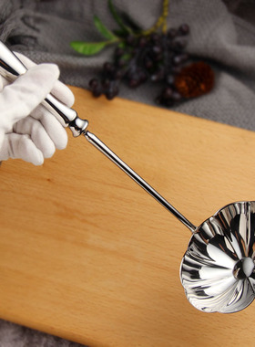 VE 18-10不锈钢创意大汤勺荷花盛汤大勺长柄分汤稀饭勺子艺术厨具