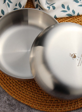 小怪兽18-10不锈钢加厚盘子16CM菜碟子浅口饭碗水果盘干果零食碟