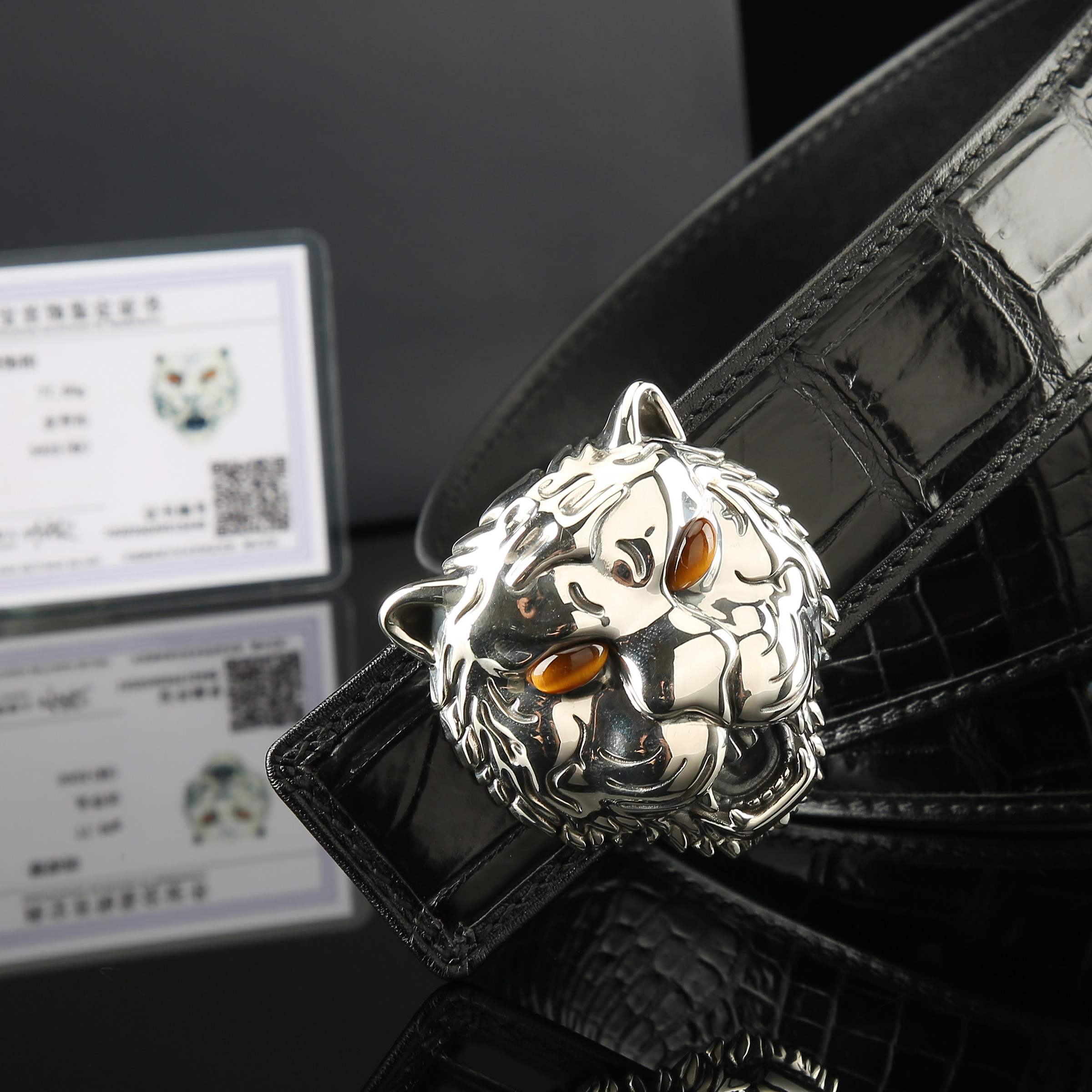 老虎时尚s925纯银皮带扣头男士立体虎头平滑扣商务休闲鳄高档带扣