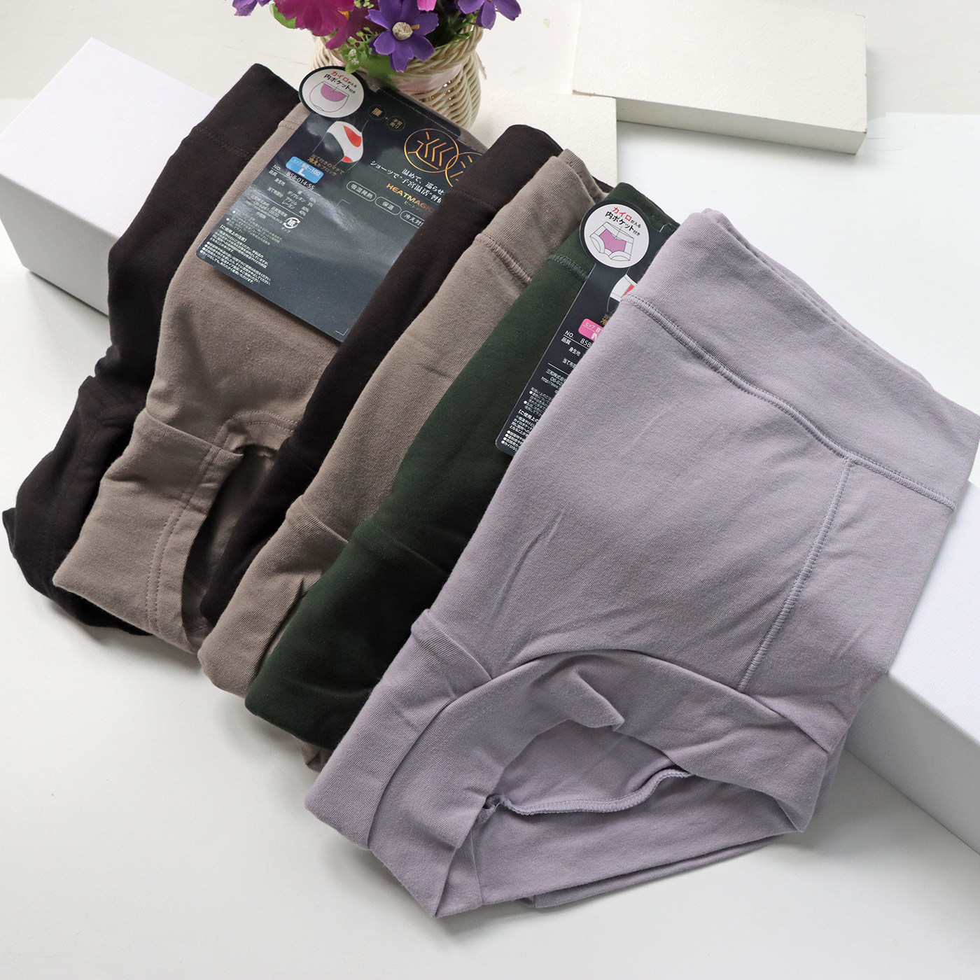 外贸出口日单纯棉暖宫后腰底裆加厚保暖平角内裤女简约中高腰护腰