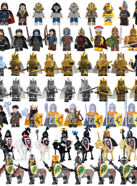 中国积木第三方中古埃及雪诺胡狼神法老王木乃伊拼插积木人仔玩具