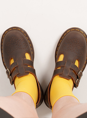 先锋之翼 8065 Mary Jane 夏季复古jk小皮鞋疯马皮双扣玛丽珍鞋女