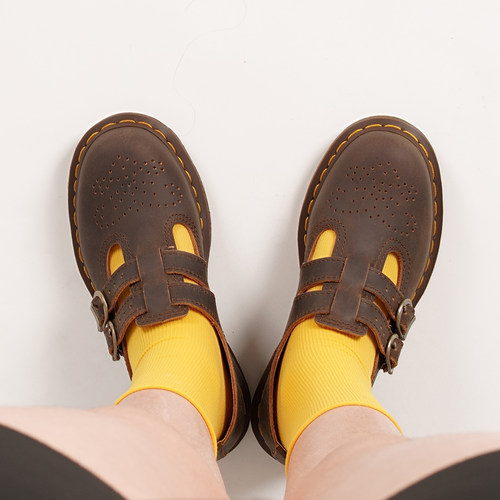 先锋之翼复古疯马皮玛丽珍单鞋