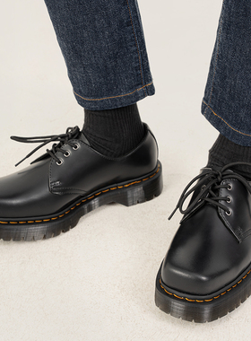 先锋之翼 方头德比鞋女1461Bex增高3孔低帮马丁靴厚底大头皮鞋男
