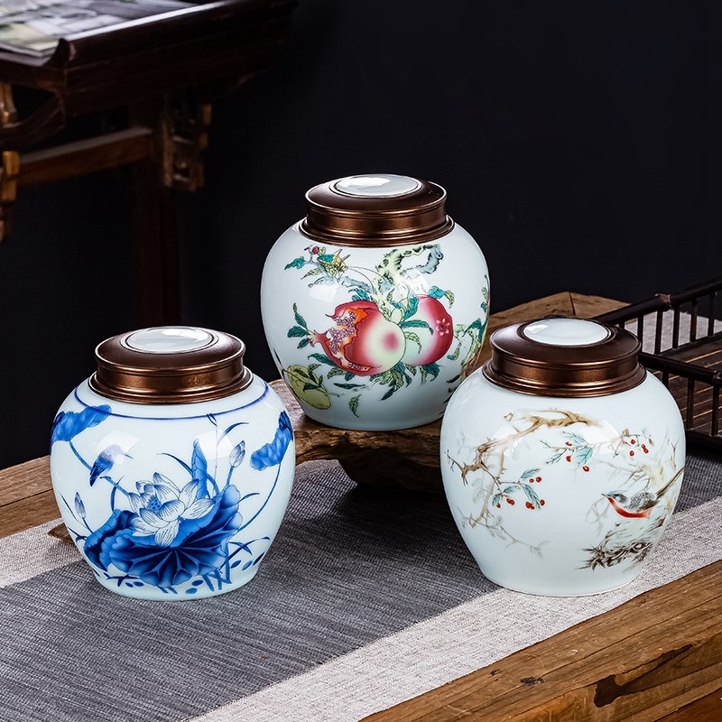 景德镇陶瓷茶叶罐散茶密封罐大号一斤装存储绿茶茶罐包装礼盒,餐饮具,茶叶罐,淘宝优惠券,粉丝福利购,淘宝优惠卷