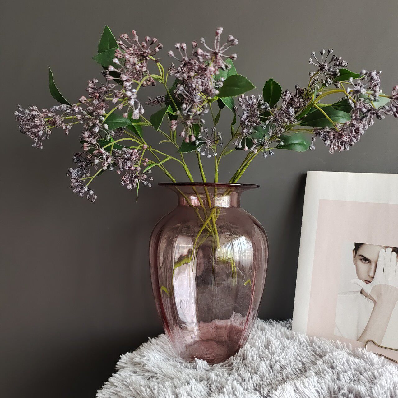 仿真单枝果枝马桑果境外货源北欧家居样板间婚庆圣诞插花装饰批发