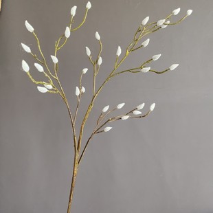 仿真胶枝植银柳枝雪柳 跨境货源家居样板间婚庆景观插花装饰道具