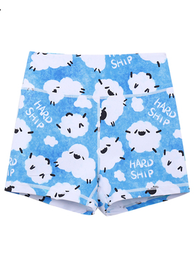 HARDSHIP｜云朵羊 跑步普拉提瑜伽短裤 蓝色可爱女多巴胺修身短裤
