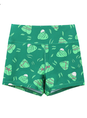 HARDSHIP｜粽子 运动束腰显臀健身训练裤 绿色女健身运动花花短裤