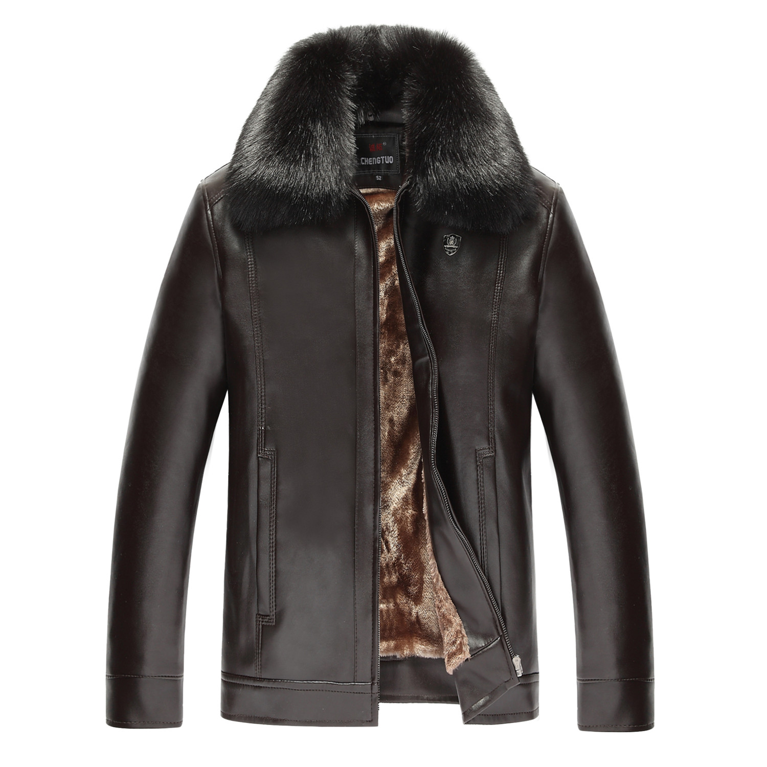 秋冬款中年男士皮衣加绒加厚保暖皮夹克冬外套爸爸装中老年皮衣男在类目 男装, 皮衣中 - 来自Buy2taobao.com提供专业的淘宝代购服务